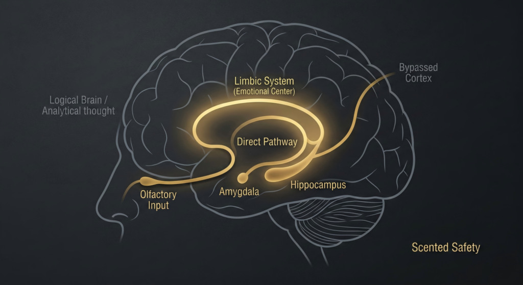 The Science of Scented Safety: Why Your Nervous System Needs an Olfactory Anchor YOJQI ritual and dark leather notebook for weekly intent setting and goal manifestation